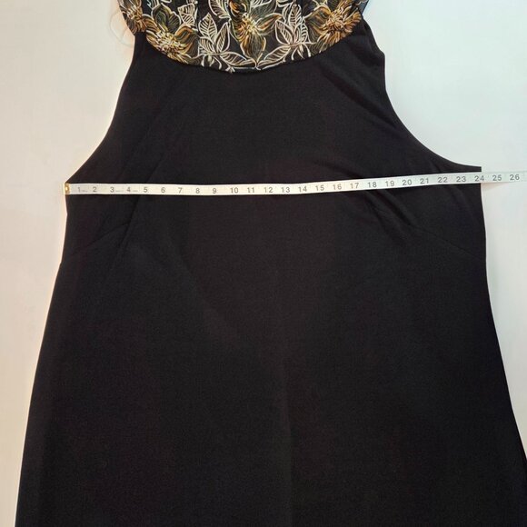 Connected Apparel Black w/Bronze/Floral Chiffon Overlay Dress, Size 24W - Picture 7 of 13
